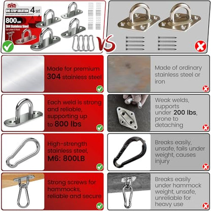 sprookber 304 Stainless Steel Pad Eye Snap Hook, M6 Ceiling Hook 800Lb,8Pcs - size: 2.3 inch, style: Oval