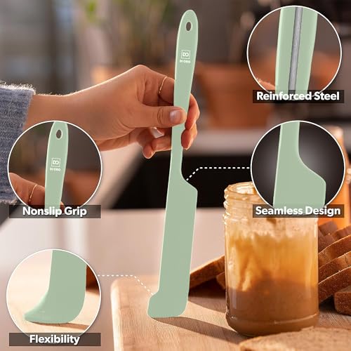 DI ORO Silicone Jar Spatula Set - 600F Heat Resistant, 5-Pc Sage - color: Sage
