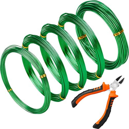 Mudder 5 Roll Bonsai Training Wire Aluminum 1/1.5/2.0mm Green - color: Green, size: 1/1.5/2.0mm