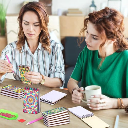 Fuyoooo 12 Pcs Mandala Diamond Art Notebook for Adults, 4.72 x 2.83 Inch - style: Mandala