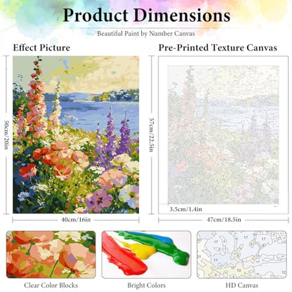 Dawnsphere Flowers Paint by Numbers Kit for Adults Without Frame 16x20 in - color: OP-US06