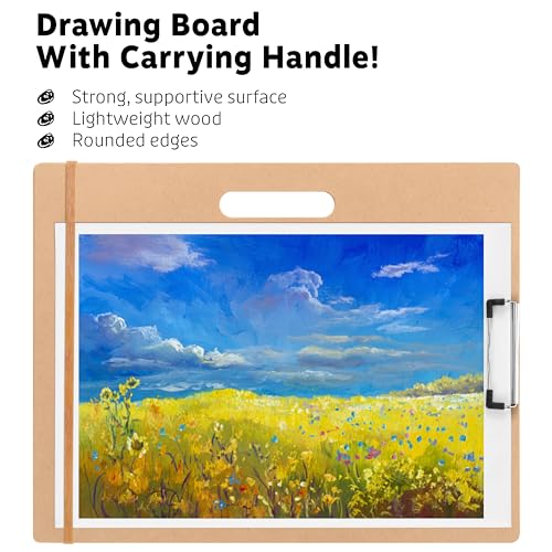 13"x17" Drawing Board with Clip, Rubber Bands and Carry Handle - size: 13"x17", 1 Pack
