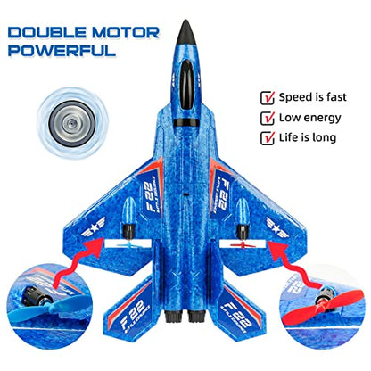 F22 RC Fighter Plane,2.4GHz 2CH RTF RC Plane for Beginner Kids - color: Red F-22 Raptor