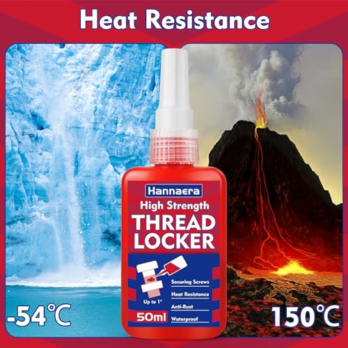 Thread Locker 271, Threadlocker, High Strength Red Thread Lock, Lock & Seal Nuts, Bolts, Fasteners and Metals, Against Losening and Leakage (50 mlx2)