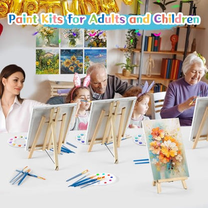 Painting Supplies78Pcs Set with 16" Easels+11"x14"Canvases for Sip&Paint