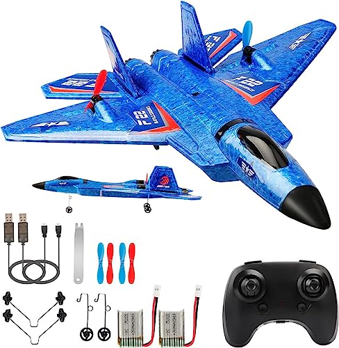 F22 RC Fighter Plane 2CH Ready to Fly RC Airplane for Beginners - color: Blue F-22 Raptor