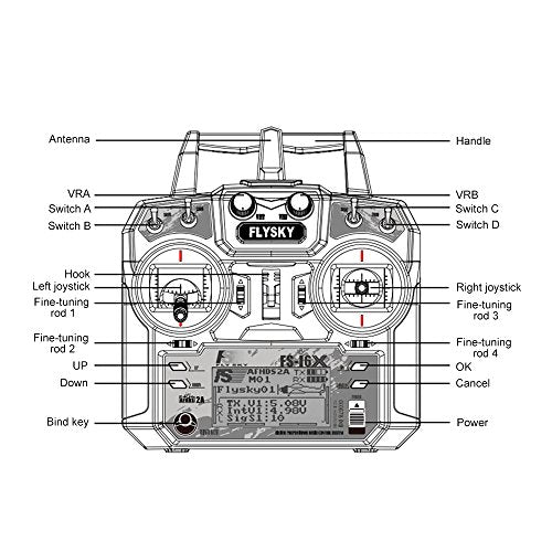 Flysky FS-i6X 2.4GHz 10CH AFHDS 2A RC Transmitter with FS-iA6B Receiver for RC Drone Airplane Helicopter