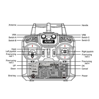 Flysky FS-i6X 2.4GHz 10CH AFHDS 2A RC Transmitter with FS-iA6B Receiver for RC Drone Airplane Helicopter