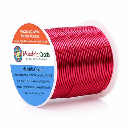 Mandala Crafts 20 Gauge Raspberry Anodized Aluminum Craft Wire, 100 FT - color: Raspberry, size: 20 Gauge