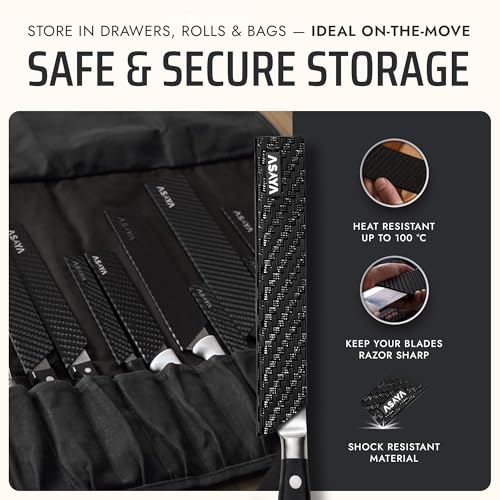 Asaya Professional Chef Knife Edge Guards – 6 Piece Knives Universal Covers - Extra Strength ABS Plastic and Food Safe Kitchen Knife Sheath Covers – Knives Not Included - size: 6Pcs