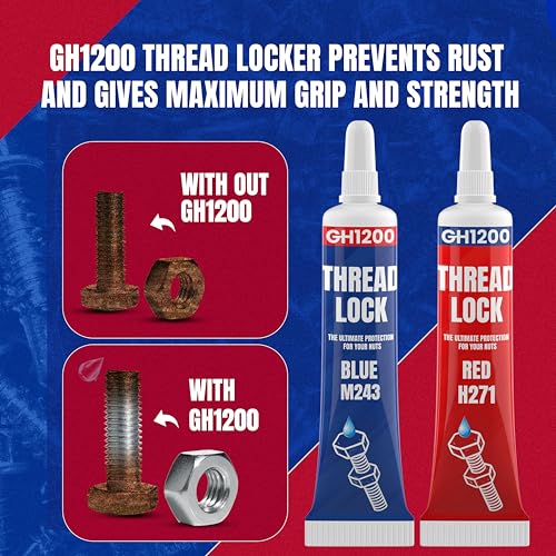 GH1200-6gx2 Pack Thread Lock Medium and Strong Strength for Nuts, Bolts, and Metals, Threadlocker Lock Tight & Seal Fasteners with Stable and Consistent Performance - style: (a) 2PCs x 6g combo