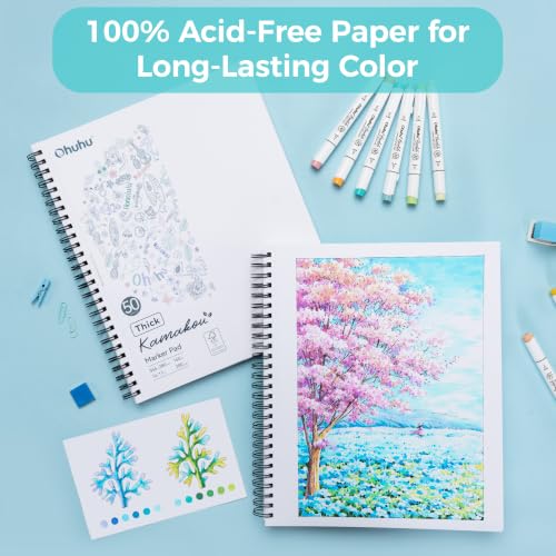 Ohuhu 11"x14" Double-Sided Bleedproof Marker Pad Art Sketchbook 50 Sheets - size: 11" x 14"