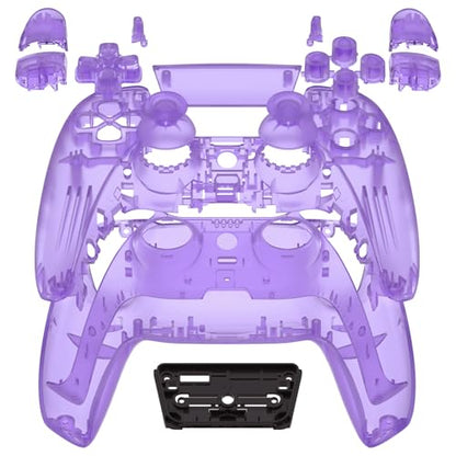 eXtremeRate Full Set Shell with Buttons Touchpad Cover, Clear Atomic Purple Custom Replacement Decorative Trim Shell Front Back Plates Compatible with p s 5 Controller BDM-010 BDM-020 Models - color: Clear Atomic Purple