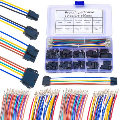Compatible with Molex Wire-to-Board Connectors, Micro-Fit Connectors 3.0mm Pitch with 22AWG Pre-Crimped Wire, Micro-Fit Connectors 3.0mm Single Row 2P 3P 4P 5P 6P Housing (TC-MX-Single-3.0mm) - size: 3.0mm-Micro-Fit