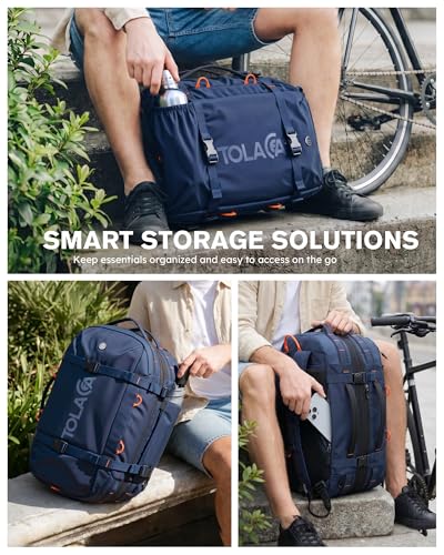Tolaccea Travel Backpack 40-50L, 16" Laptop Carry On Duffle for Travel Work - color: Blue