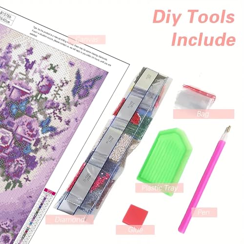 DIYCYCY Floral&Butterfly Diamond Art Kits for Adults Beginners 12x16 in