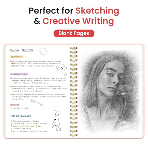 Taja Blank Spiral Notebook for Work, 5.7"x7.9" Spiral Plain Sketch Notebook - color: B-Pink, style: d-Blank