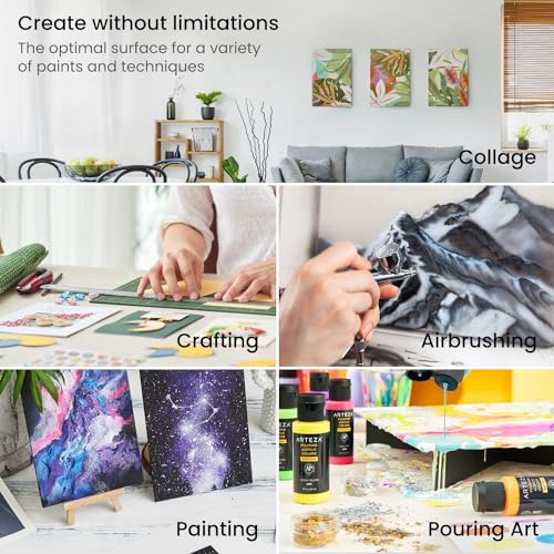 ARTEZA Premium Canvas Boards for Painting, 5 x 7, 8 x 10, 9 x 12, 11 x 14 Inches, Multipack of 28, White Canvas for Acrylic, Oil and Gouache Painting - size: 5 x 7, 8 x 10, 9 x 12, 11 x 14 Inches