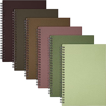 Fuutreo 6 Pack Spiral Notebook 10.5x7.45 Notebook,Fresh,Morandi - color: Fresh