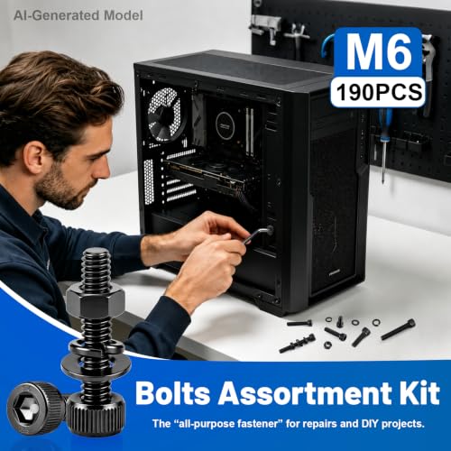 190PCS M6 Screws with Nuts Assortment Kit - size: G12.9 M6 190PCS