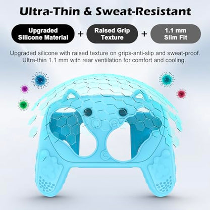 Silicone Controller Case Set Compatible with Nintendo Switch 2 Pro, Gamepad Accessories - Protective Softshell Cover with 6 Thumb Grips, Shock-Resistant & Ergonomic Comfort Grip Design (Blue) - color: Blue