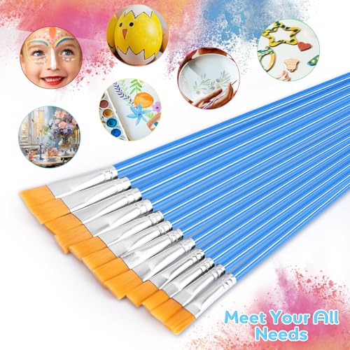 UPINS 11 Pcs Flat Paint Brushes Miniature Small Thin Painting Brushes for Detail Painting