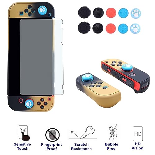 COMCOOL Dockable Case for Nintendo Switch 3 in 1 Protective Cover Case for Nintendo Switch with Screen Protector and Thumb grips - Black Yellow - color: Yellow Black
