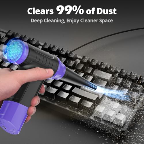 Compressed Air Duster Keyboard Cleaner, Electric Air Blower (Purple) - color: Purple
