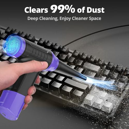 Compressed Air Duster Keyboard Cleaner, Electric Air Blower (Purple) - color: Purple