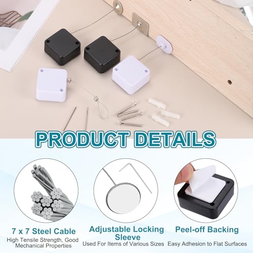 PATIKIL Retractable Remote Control Cable Tether (6.6ft / 2M, Black)(5 Set) Square Remote Control Security Lanyard Lock Adjustable Locking Leash with Round Iron Cap, Suit for - TV/Tablets - color: Black, size: 6.6ft