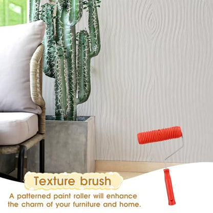 2 PCS 7'' Texture Paint Roller for Wall, Drywall Texture Roller Textured Paint Rollers Pattern Rubber Rollers Textures Tool DIY Decorative Art Paints for Walls, Furnitures and Floors