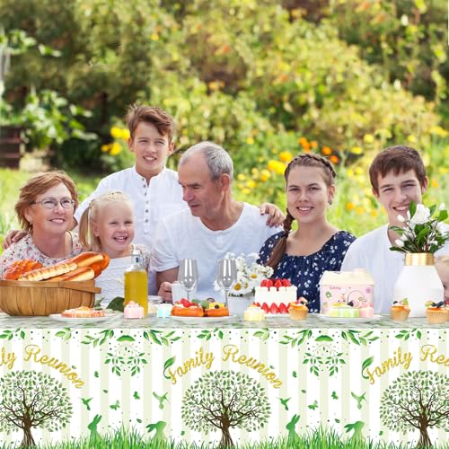 WovWeave 3 Pcs Family Reunion Tablecloths, 54 x 108 Inch, Green Tree Print