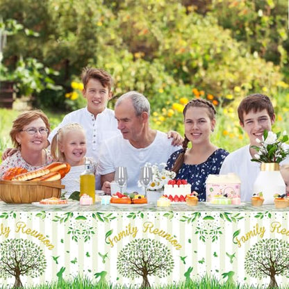 WovWeave 3 Pcs Family Reunion Tablecloths, 54 x 108 Inch, Green Tree Print