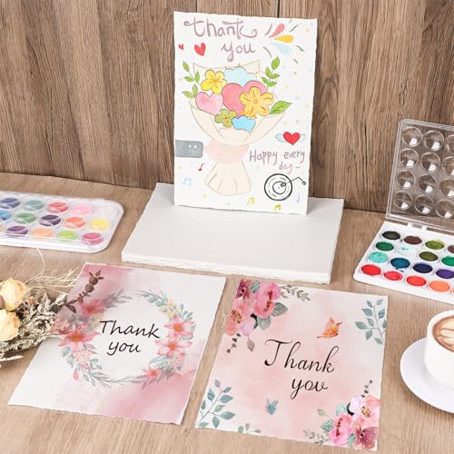 25 Sheets Watercolor Paper 7 x 10 in, 300 GSM, Deckled Edge, Ivory - size: 7 x 10 inch