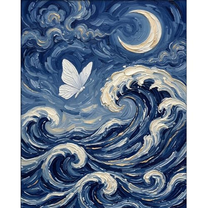 Ocean Wave Diamond Art Kits for Adults, Butterfly Diamond Painting Kit - color: HS037-1