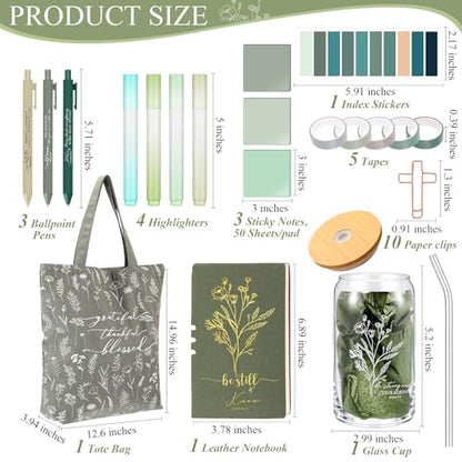 29 Pcs Bible Journaling Supplies Kit, Back to School Gifts - color: Green multicolor, style: Boho