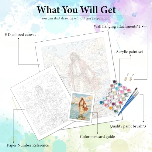 Dawnsphere Jesus Paint by Numbers Kit for Adults Without Frame 16x20 in - color: OP-US04