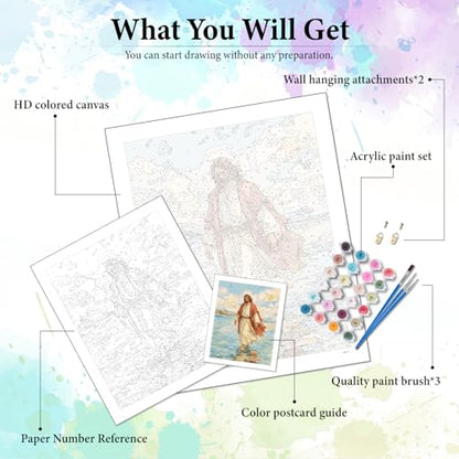 Dawnsphere Jesus Paint by Numbers Kit for Adults Without Frame 16x20 in - color: OP-US04