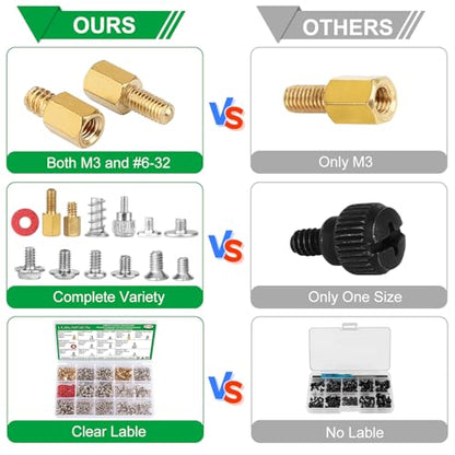 516Pcs Computer Screws Kit, M3 6-32 Motherboard Standoffs for SSD - color: 516 Pcs Silver PC Screw