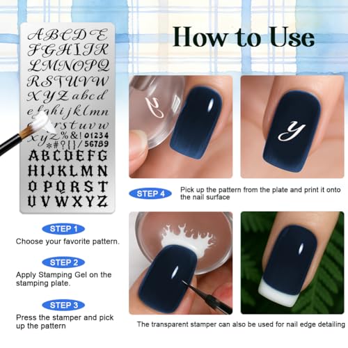 6 Sheets Nail Stamping Plate English Alphabet Nail Art Stamp