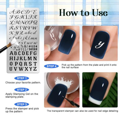 6 Sheets Nail Stamping Plate English Alphabet Nail Art Stamp