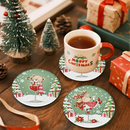 HHMATITS 8 Pcs Christmas Diamond Art Coasters Kit, Diamond Art Coasters - color: Christmas-1