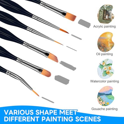 15pcs Detail Paint Brushes Set for Acrylic Watercolor & Paint by Numbers - color: Black
