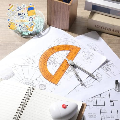 EBOOT Drawing Compass and 6 in Protractor Geometry Set, Orange - color: Orange
