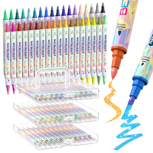 Betem 36 Glitter Paint Marker for Rock, Wood, Metallic Paint Pen with Case