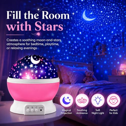 MOKOQI Star Projector Night Lights for Kids | Girls Night Light Projector - color: Pink