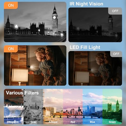 8K 64MP Video Camera Camcorder 18X Zoom WiFi IR Night Vision Camcorders