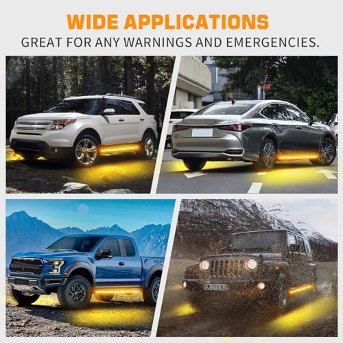 XRIDONSEN 2PCS 60 inch Running Board Strobe Lights Amber Emergency Lights - color: Amber