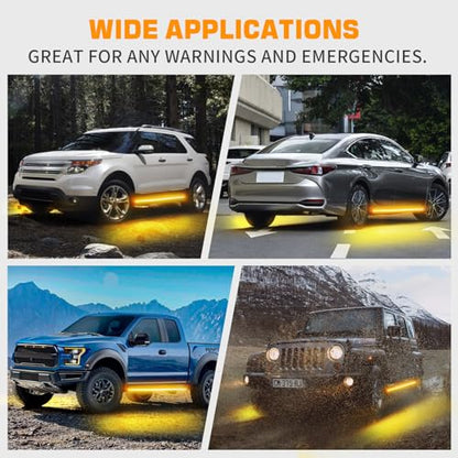 XRIDONSEN 2PCS 60 inch Running Board Strobe Lights Amber Emergency Lights - color: Amber