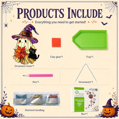 Ghost Hanging Diamond Art Kits for Adults, Diamond Painting Suncatchers - color: Fall Ghost